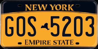 NY license plate GOS5203