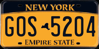 NY license plate GOS5204