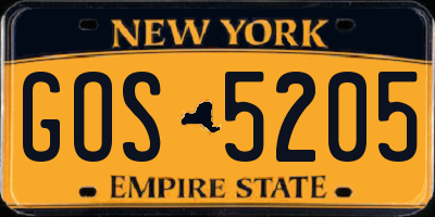 NY license plate GOS5205