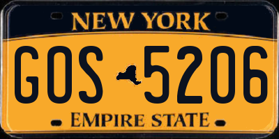 NY license plate GOS5206
