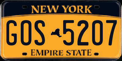 NY license plate GOS5207