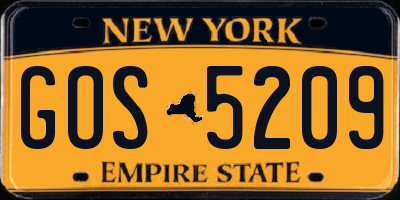 NY license plate GOS5209