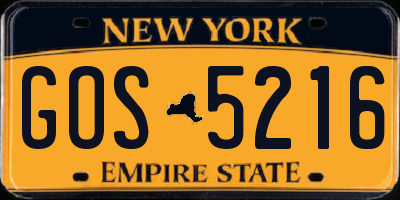 NY license plate GOS5216