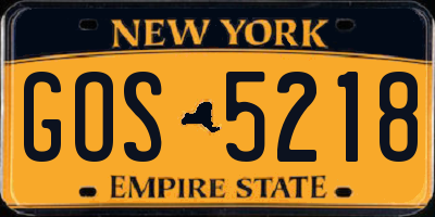 NY license plate GOS5218