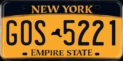 NY license plate GOS5221