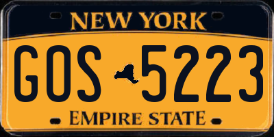 NY license plate GOS5223
