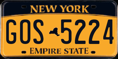 NY license plate GOS5224