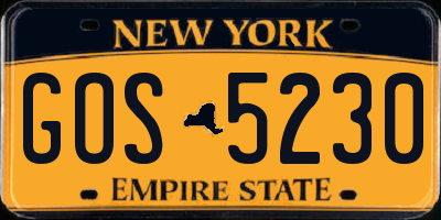 NY license plate GOS5230