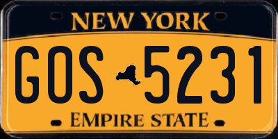 NY license plate GOS5231