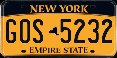 NY license plate GOS5232