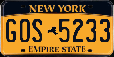 NY license plate GOS5233