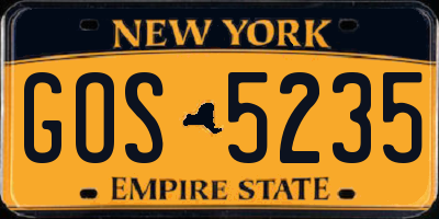 NY license plate GOS5235