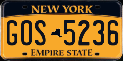 NY license plate GOS5236