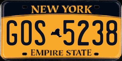 NY license plate GOS5238