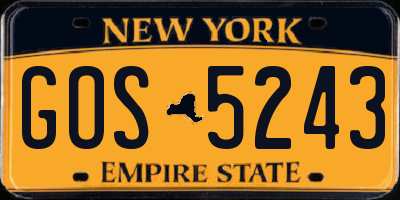 NY license plate GOS5243