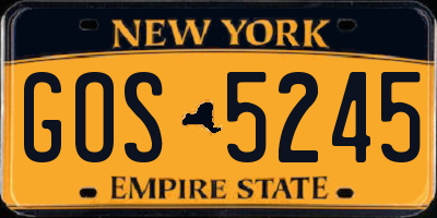 NY license plate GOS5245