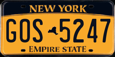 NY license plate GOS5247