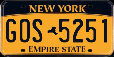 NY license plate GOS5251
