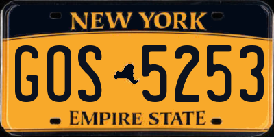 NY license plate GOS5253