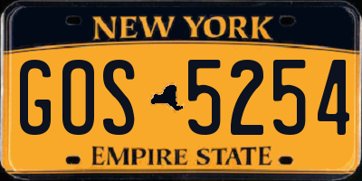 NY license plate GOS5254
