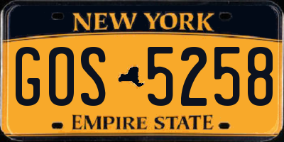 NY license plate GOS5258