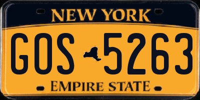 NY license plate GOS5263