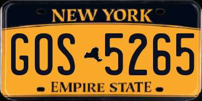 NY license plate GOS5265