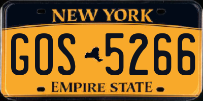 NY license plate GOS5266