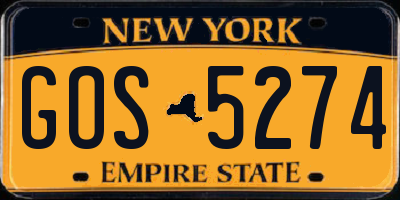 NY license plate GOS5274