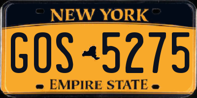 NY license plate GOS5275