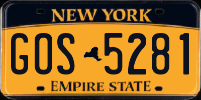 NY license plate GOS5281