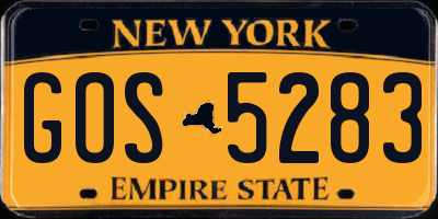 NY license plate GOS5283