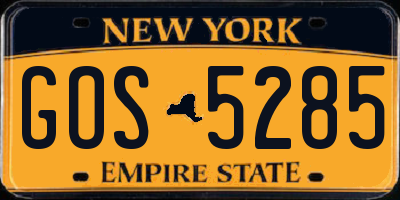 NY license plate GOS5285