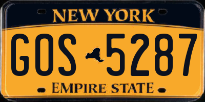 NY license plate GOS5287