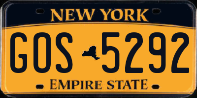 NY license plate GOS5292