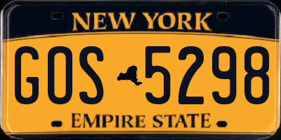 NY license plate GOS5298