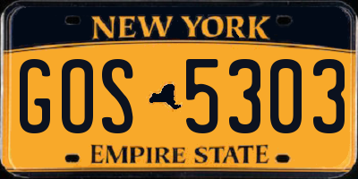 NY license plate GOS5303