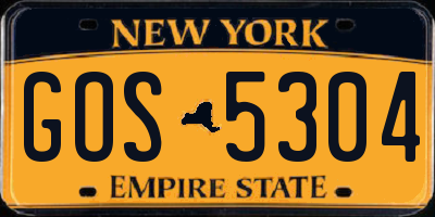 NY license plate GOS5304