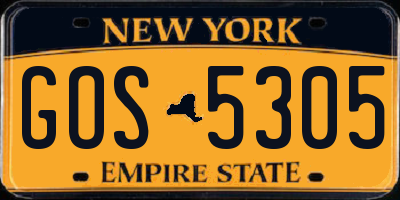 NY license plate GOS5305