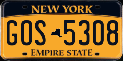 NY license plate GOS5308