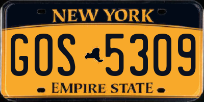 NY license plate GOS5309