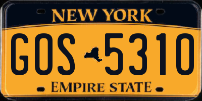 NY license plate GOS5310