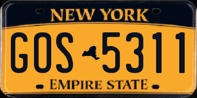NY license plate GOS5311