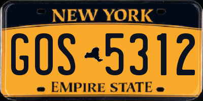 NY license plate GOS5312