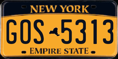 NY license plate GOS5313