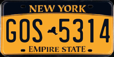 NY license plate GOS5314