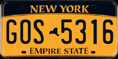NY license plate GOS5316