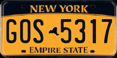 NY license plate GOS5317