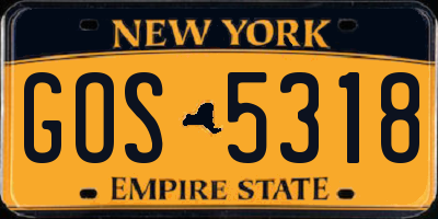 NY license plate GOS5318