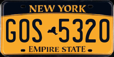 NY license plate GOS5320